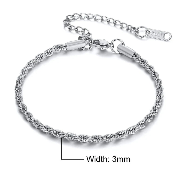 Stainless Steel Rope Chain Bracelet Twisted Singapore