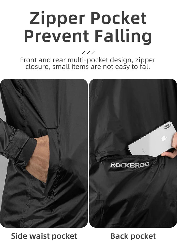 Waterproof Mens Cycling Jacket - Hooded, Nylon, For Rain