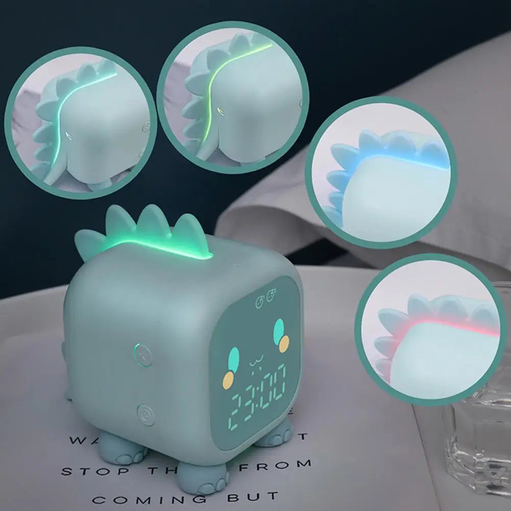 Kids Alarm Clock Dinosaur LED Clock With Temperature Display Voice Control Sleep Trainer Back to School 2025 Cute Gift