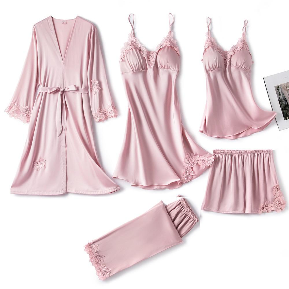 Silk Pajamas Set for Women, Adjustable Straps, Elegant Lace Design, Soft and Comfortable Sleepwear, Breathable Satin Fabric