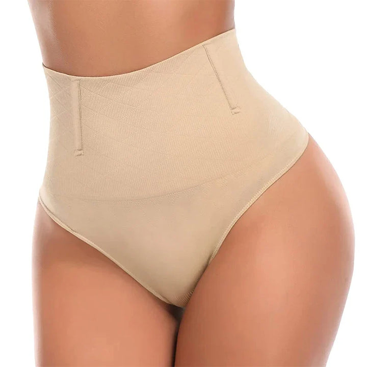 High Waist Tummy Control Thong Shapewear with Butt Lifter and Steel Bones for a Smooth Silhouette