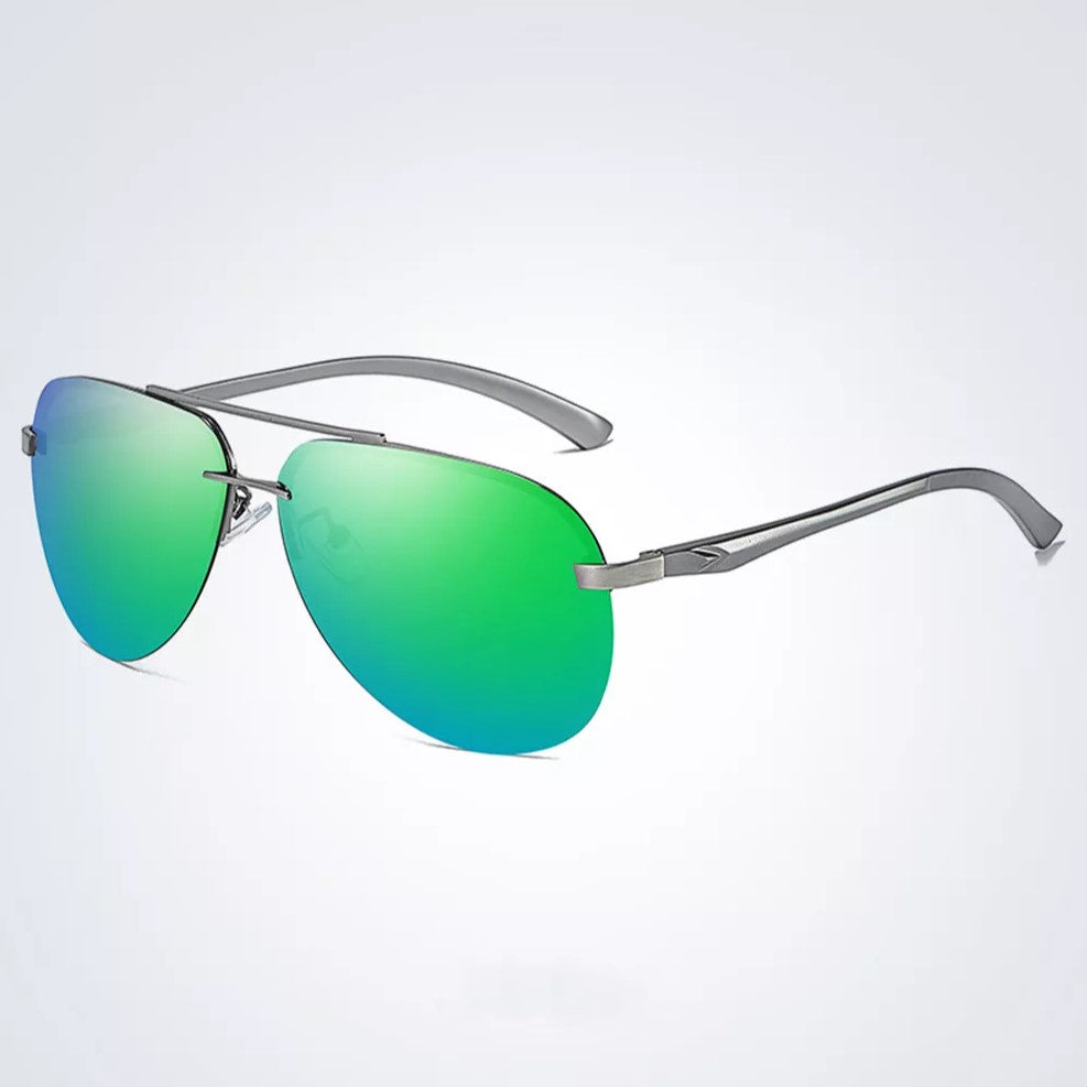 Lightweight unisex polarized sunglasses – mirrored lenses, metallic frame, for summer outings