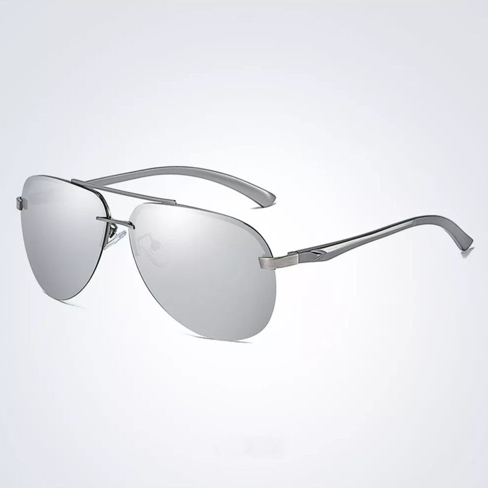 Lightweight unisex polarized sunglasses – mirrored lenses, metallic frame, for summer outings