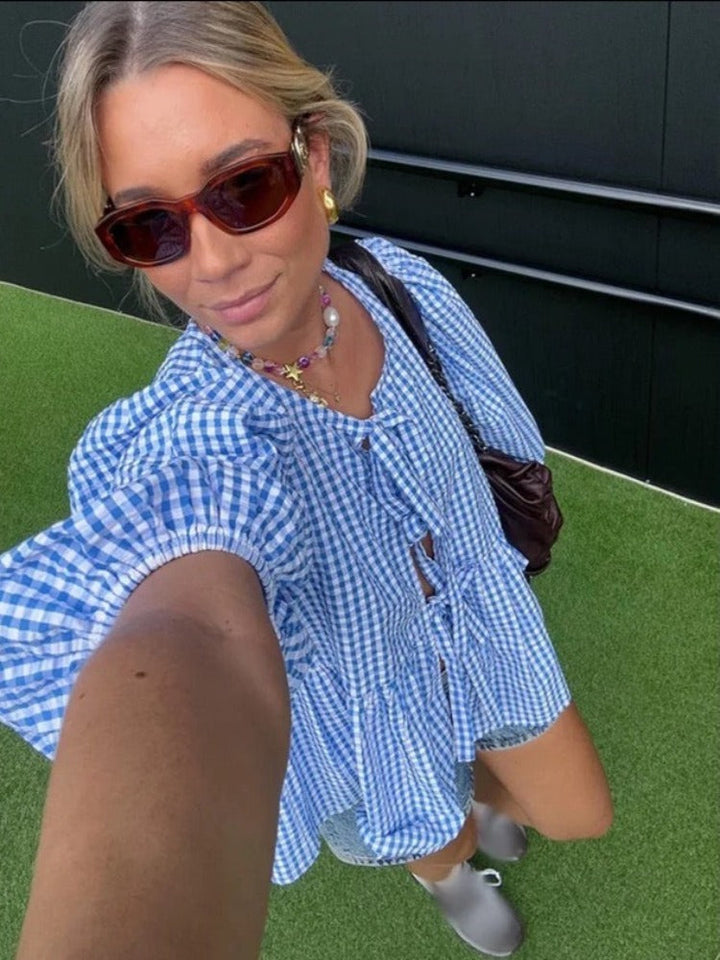 Striped Puff Sleeve Women&