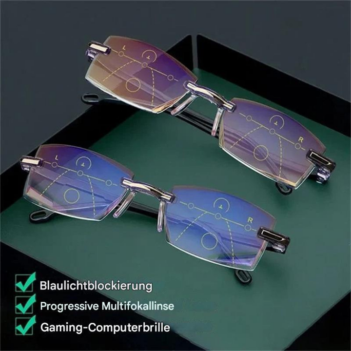 Lightweight women’s multifocal glasses – blue light filter, sleek design, for screen work