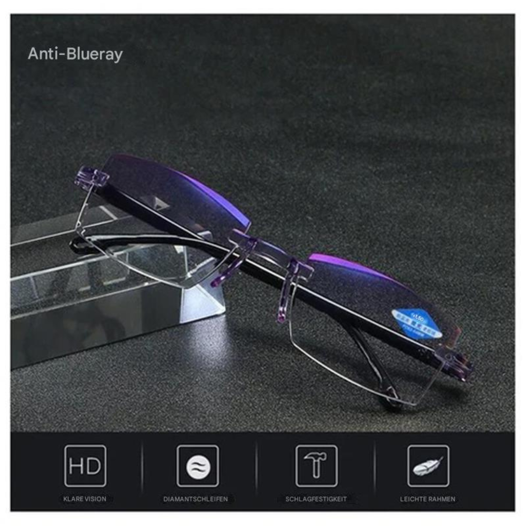 Lightweight women’s multifocal glasses – blue light filter, sleek design, for screen work