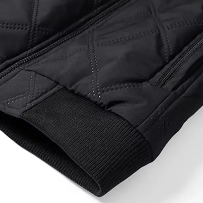 Windproof Men’s Jacket - Quilted Bomber Fleece Lined Hiking