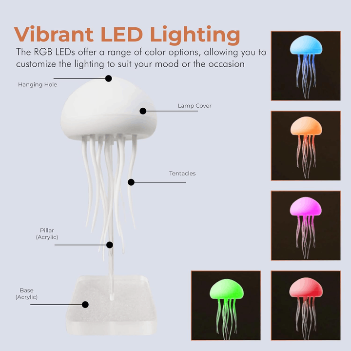 LED Jellyfish Lamp – colour-Changing RGB Voice-Activated Night Light