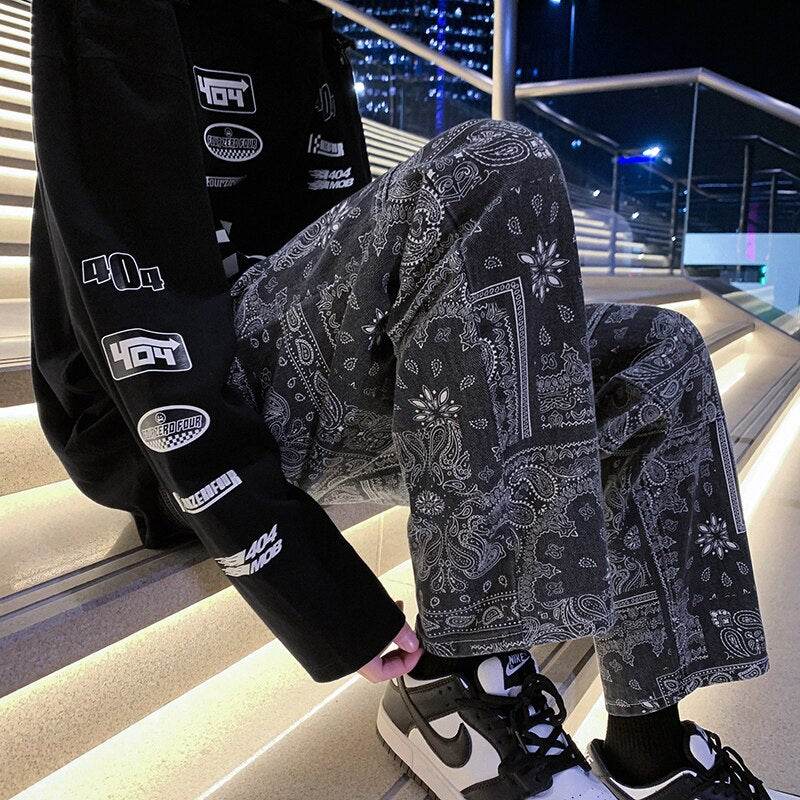 Bandana Jeans with Unique Prints for Stylish Urban Wear, Comfortable Fit, High-Quality Denim