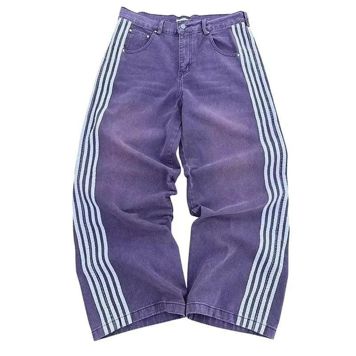 Wide Leg Jeans with Embroidered Cross Design, Unisex Y2K Style, Comfortable Baggy Fit, Sizes S to 3XL