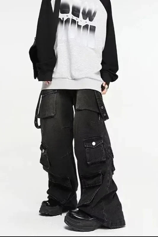 Black Denim Jeans with Fitted Cut for Gothic Style and Flattering Fit, Comfortable Casual Wear