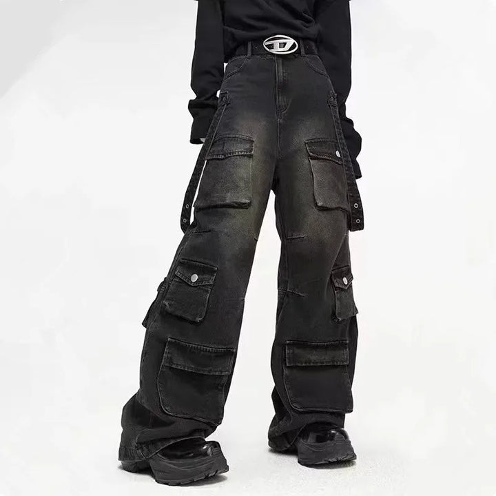 Black Denim Jeans with Fitted Cut for Gothic Style and Flattering Fit, Comfortable Casual Wear