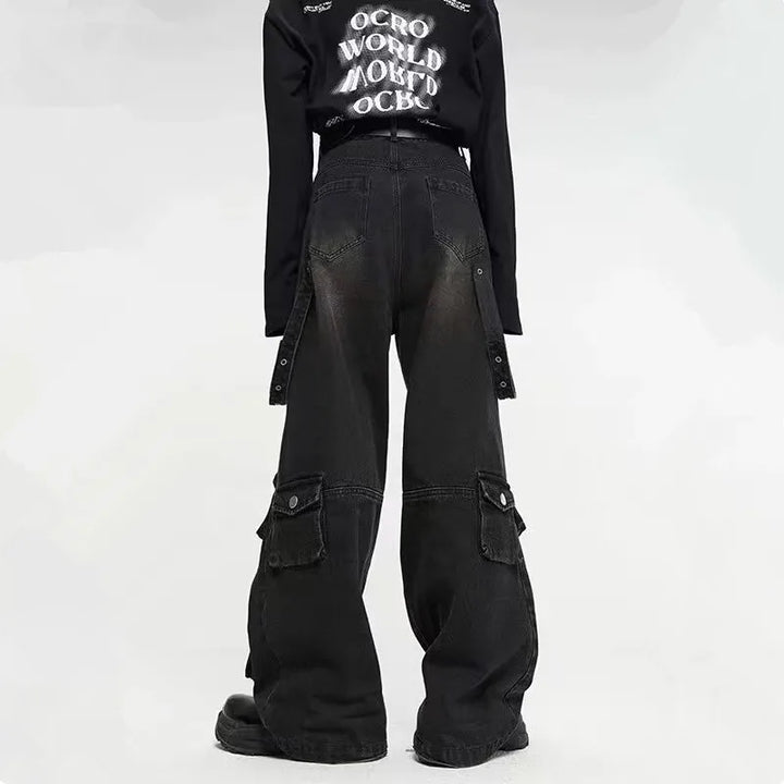Black Denim Jeans with Fitted Cut for Gothic Style and Flattering Fit, Comfortable Casual Wear