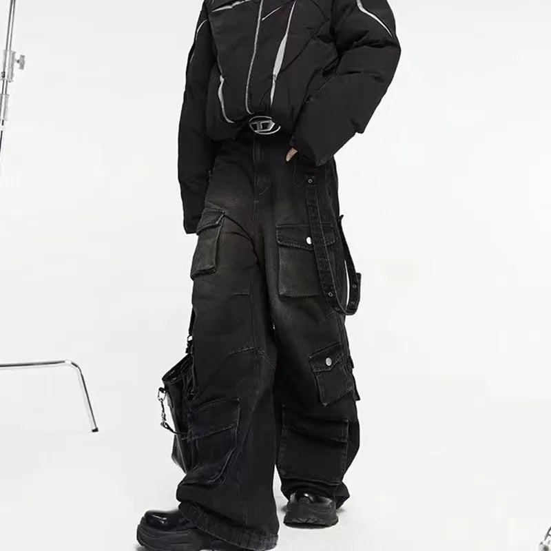 Black Denim Jeans with Fitted Cut for Gothic Style and Flattering Fit, Comfortable Casual Wear