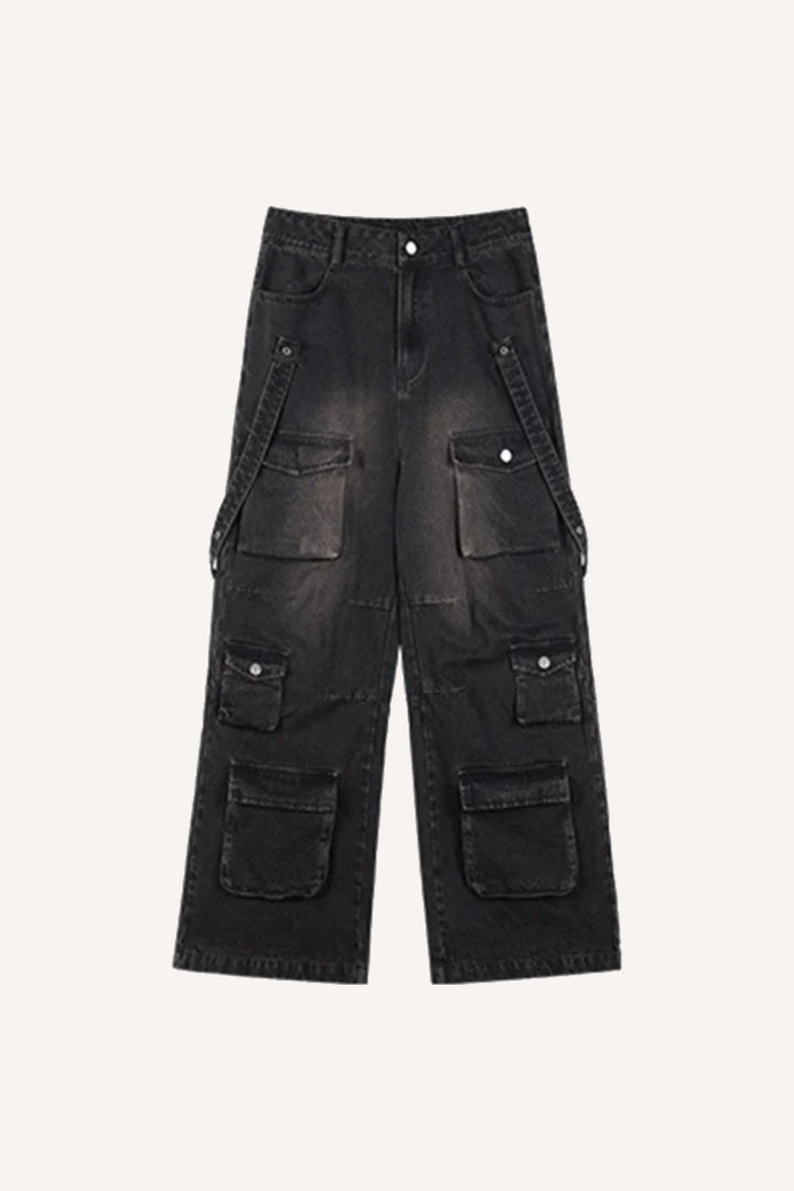 Black Denim Jeans with Fitted Cut for Gothic Style and Flattering Fit, Comfortable Casual Wear