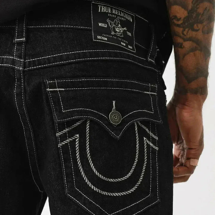 Black Y2K Jeans with White Stitching, Comfortable Fit, Regular Length, Versatile Style, 100% Cotton