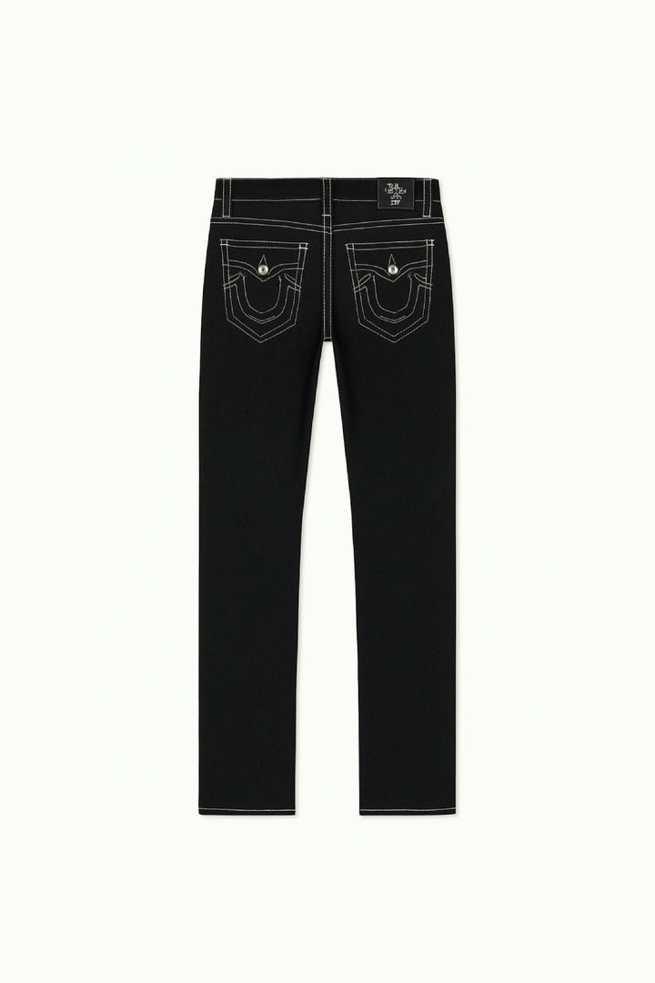 Black Y2K Jeans with White Stitching, Comfortable Fit, Regular Length, Versatile Style, 100% Cotton