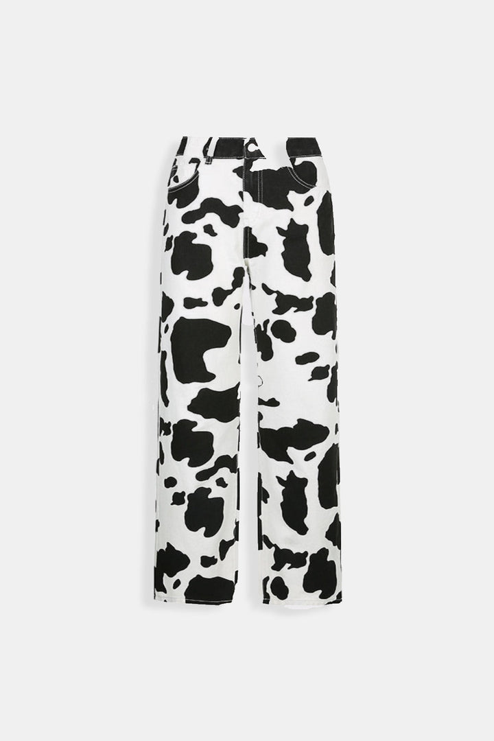 Unique Cow Print Denim Jeans for Women, Comfortable High-Quality Casual Fit, Available in Skinny, Relaxed, and Straight Leg Styles