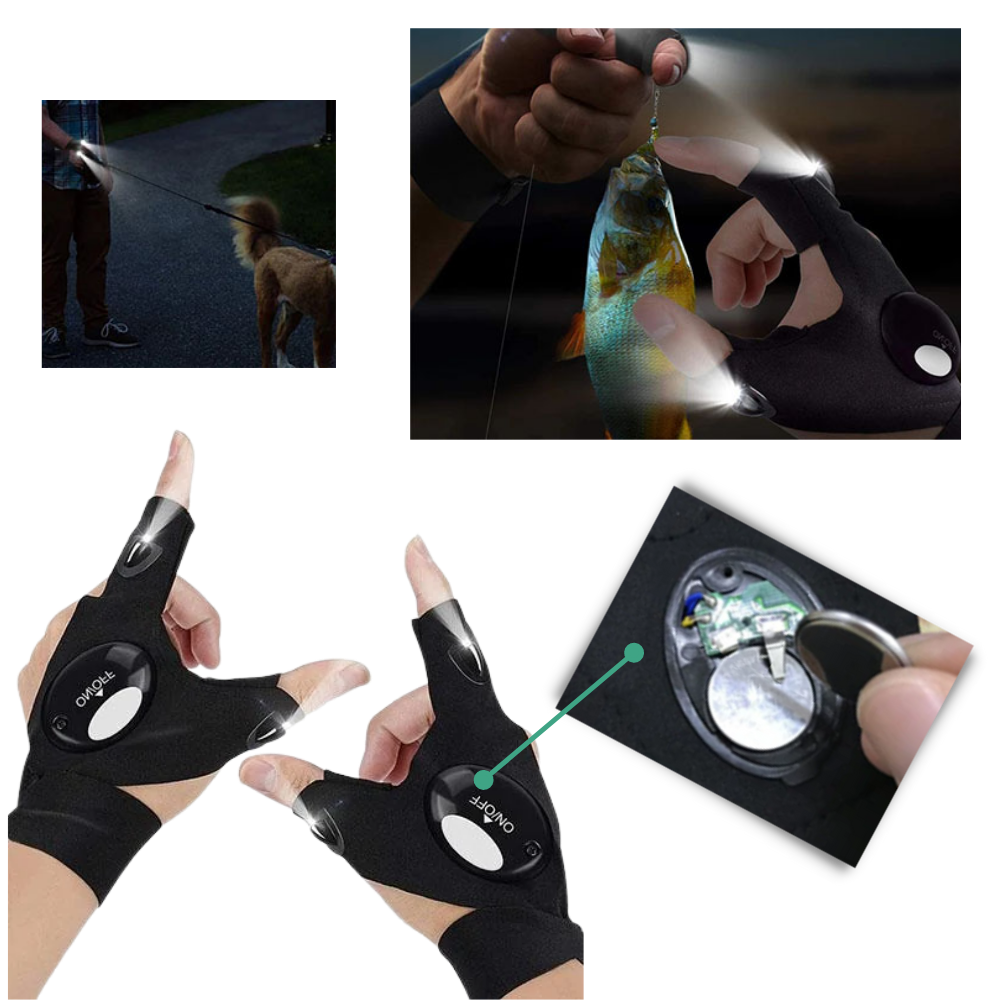 LED Gloves With Waterproof Lights - Battery Powered, Comfortable for Camping and Repairs