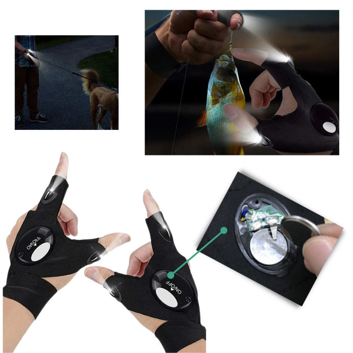 LED Gloves With Waterproof Lights - Battery Powered, Comfortable for Camping and Repairs