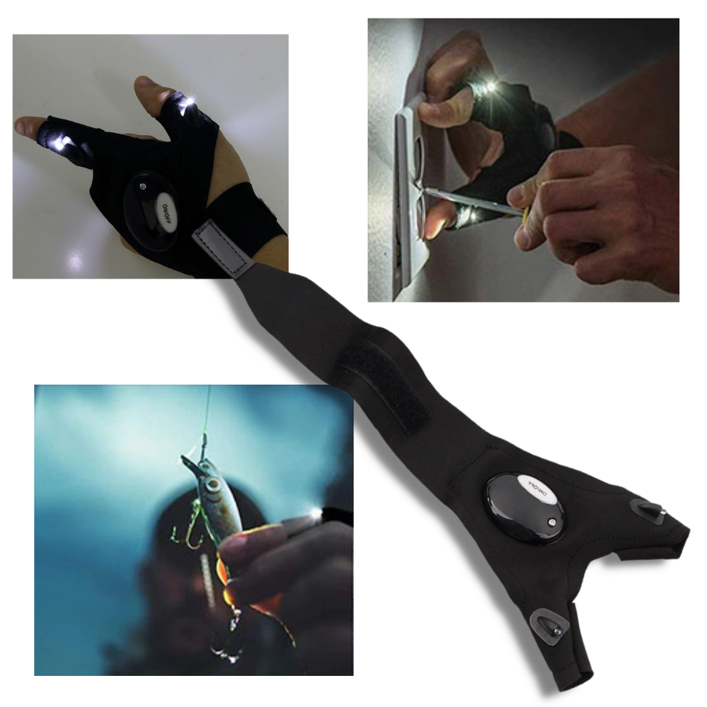 LED Gloves With Waterproof Lights - Battery Powered, Comfortable for Camping and Repairs