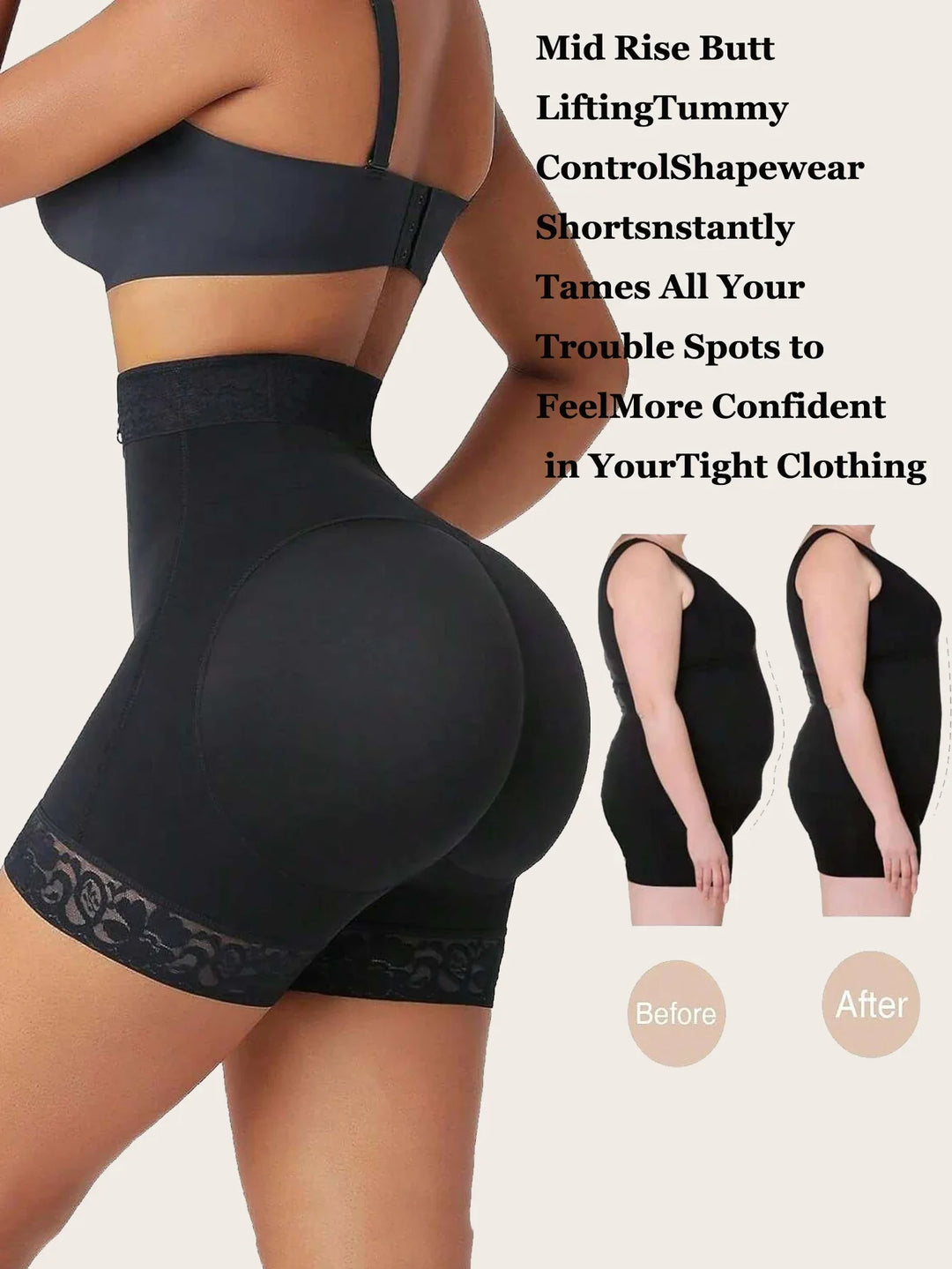 Lace Trim Sculpting Panties with Butt Lifting Design for Comfort and Breathability
