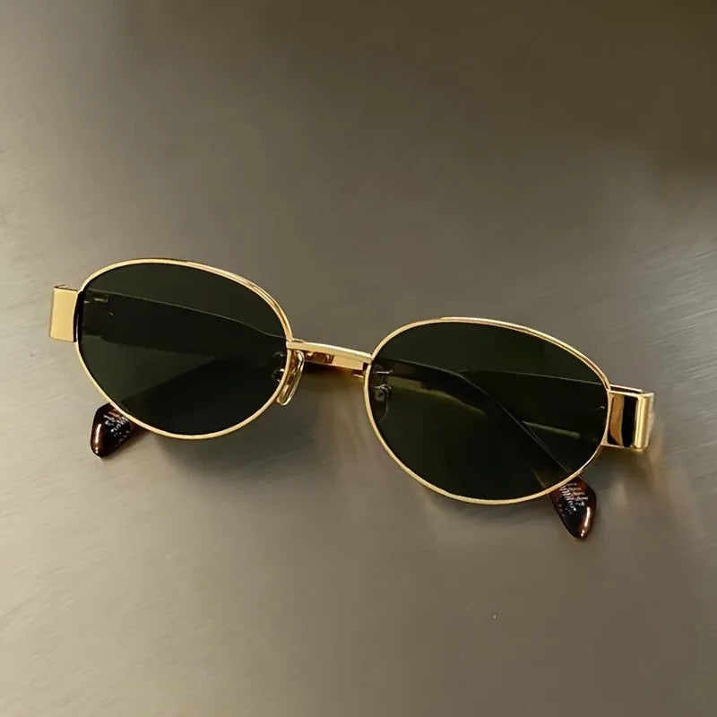 Lightweight women’s oval sunglasses – metal frame, UV400 protection, for everyday wear