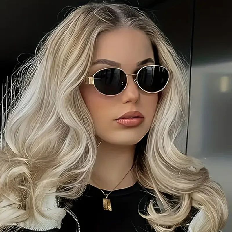 Lightweight women’s oval sunglasses – metal frame, UV400 protection, for everyday wear