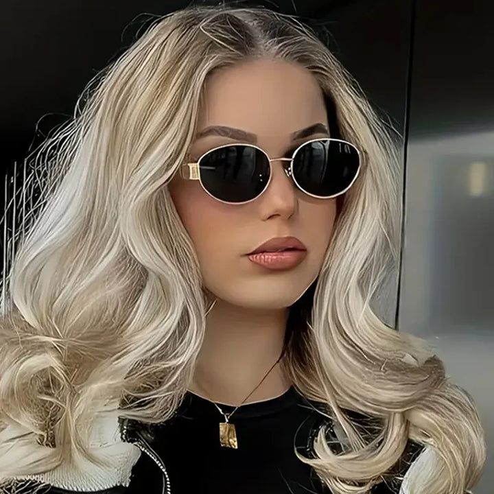 Lightweight women’s oval sunglasses – metal frame, UV400 protection, for everyday wear