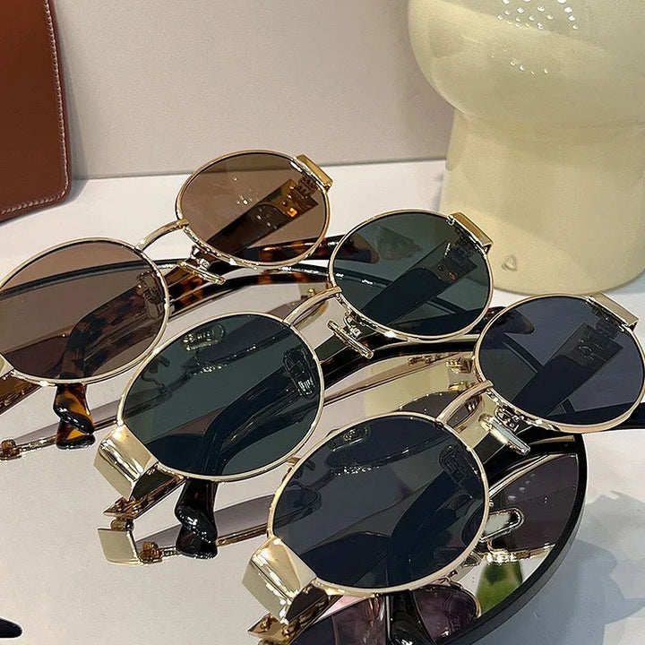 Lightweight women’s oval sunglasses – metal frame, UV400 protection, for everyday wear