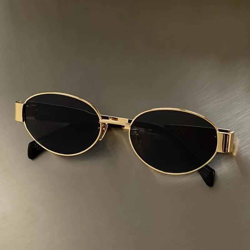 Lightweight women’s oval sunglasses – metal frame, UV400 protection, for everyday wear