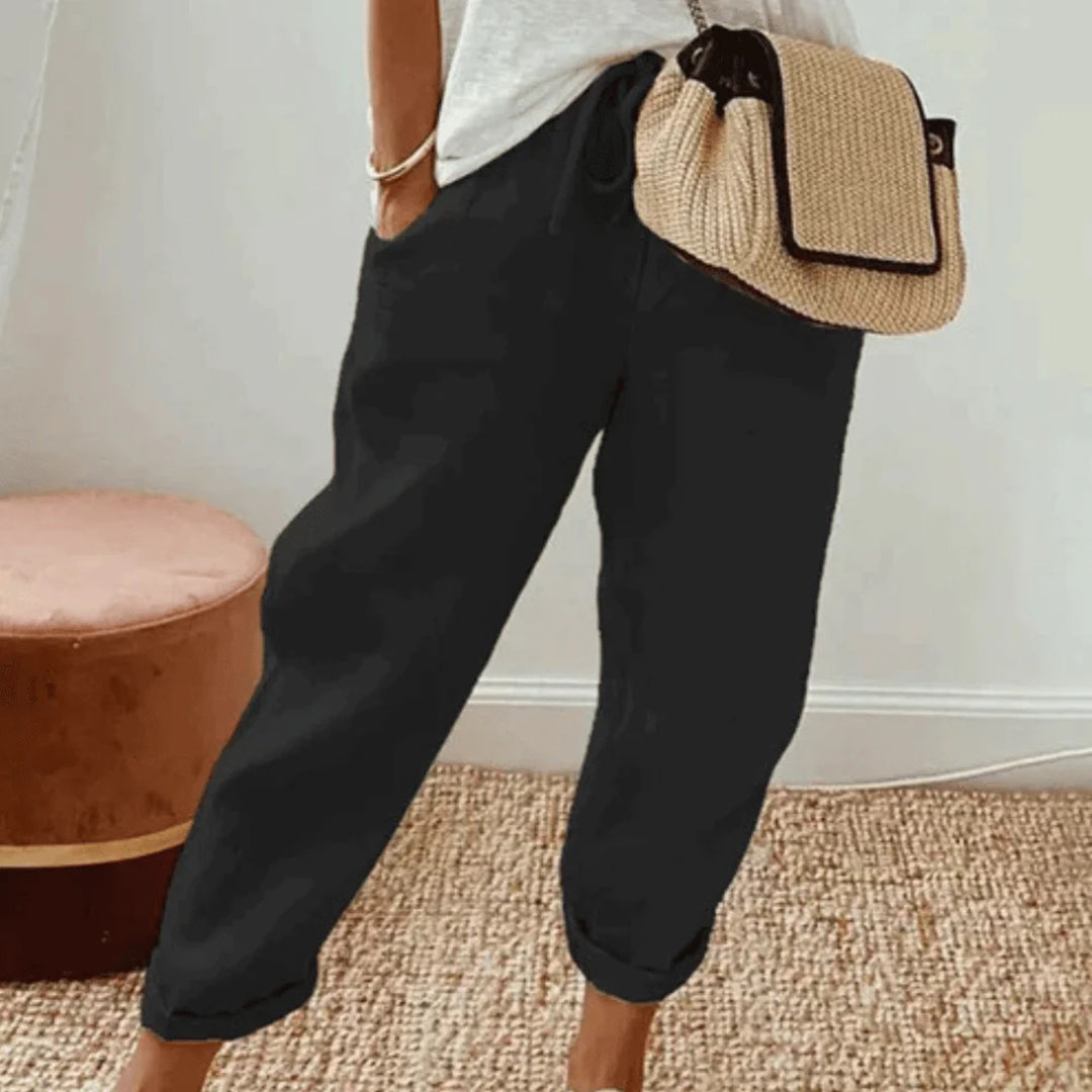 Lightweight women’s casual pants – relaxed fit, cotton and linen blend, for everyday wear