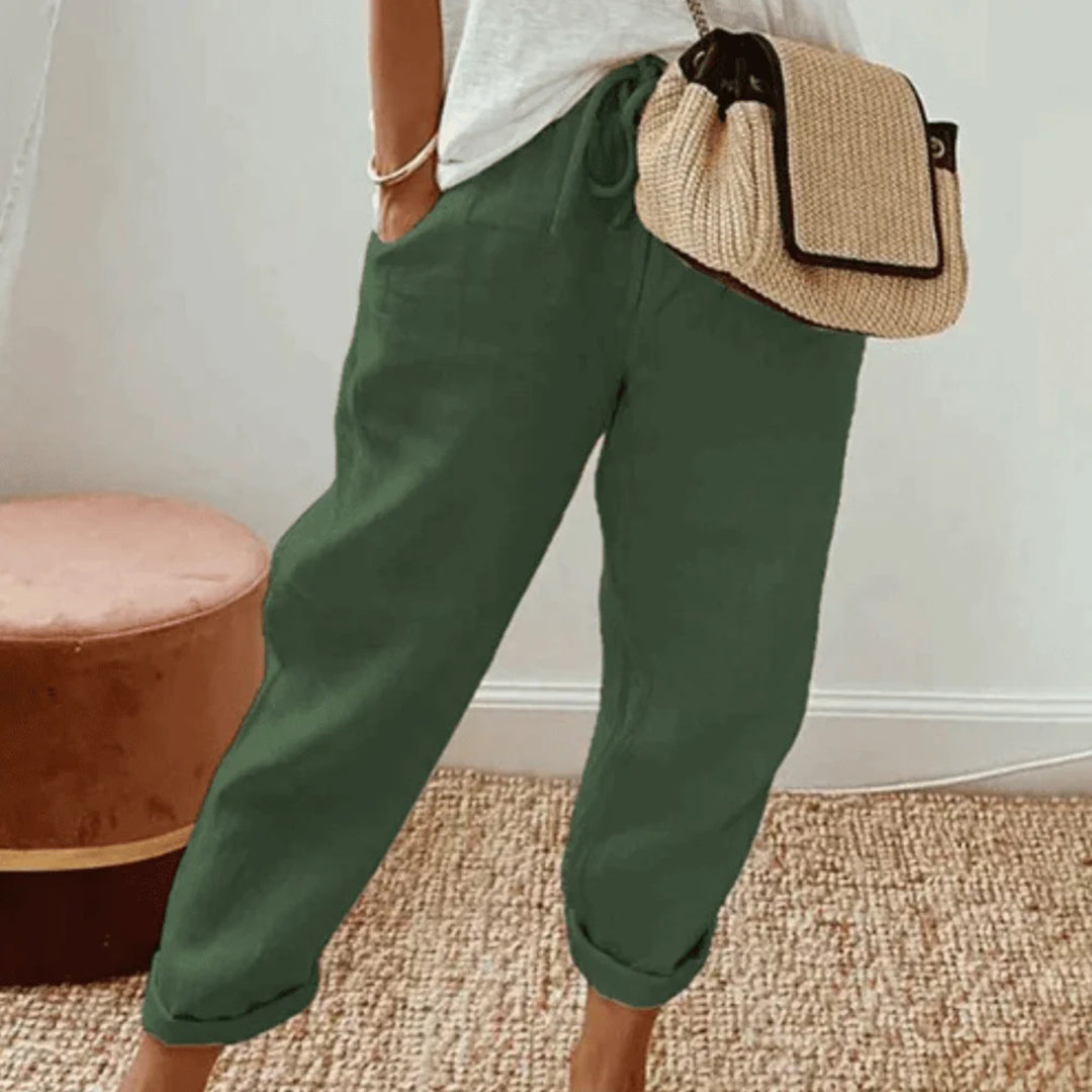 Lightweight women’s casual pants – relaxed fit, cotton and linen blend, for everyday wear