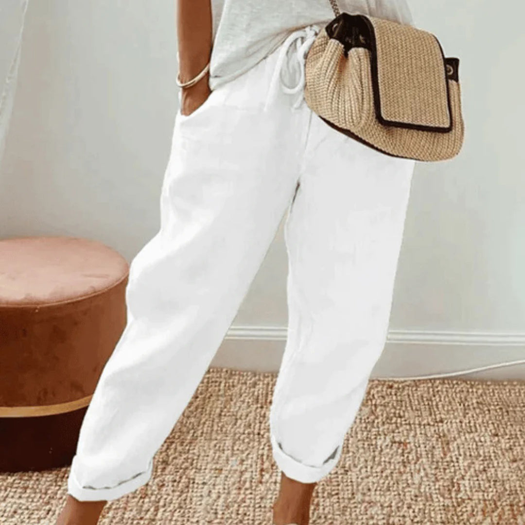 Lightweight women’s casual pants – relaxed fit, cotton and linen blend, for everyday wear