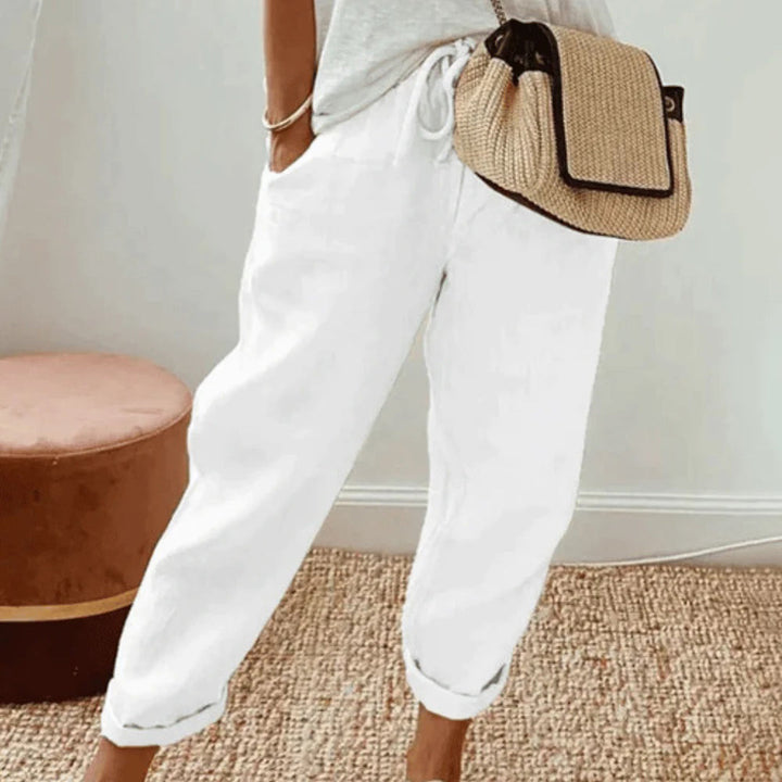 Lightweight women’s casual pants – relaxed fit, cotton and linen blend, for everyday wear