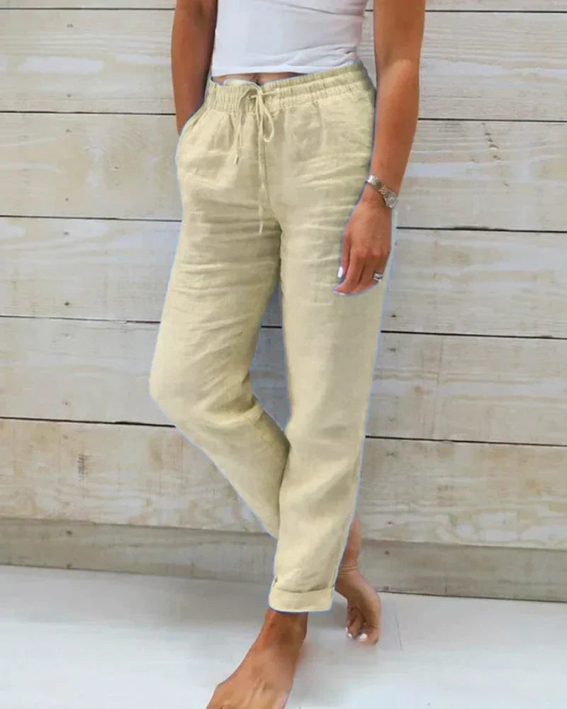 Breathable women’s linen pants – modern cut, lightweight, for office and casual wear