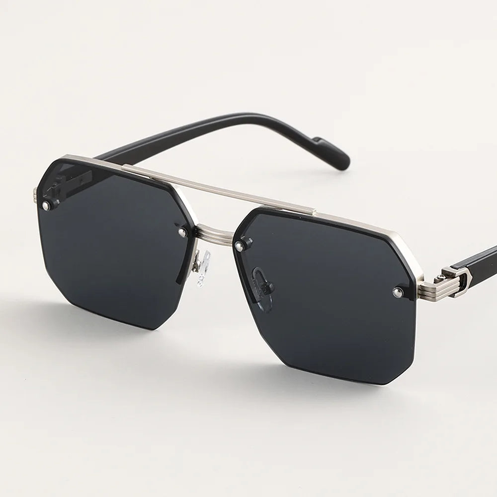 Lightweight men’s geometric sunglasses – minimalist design, plastic, for everyday use