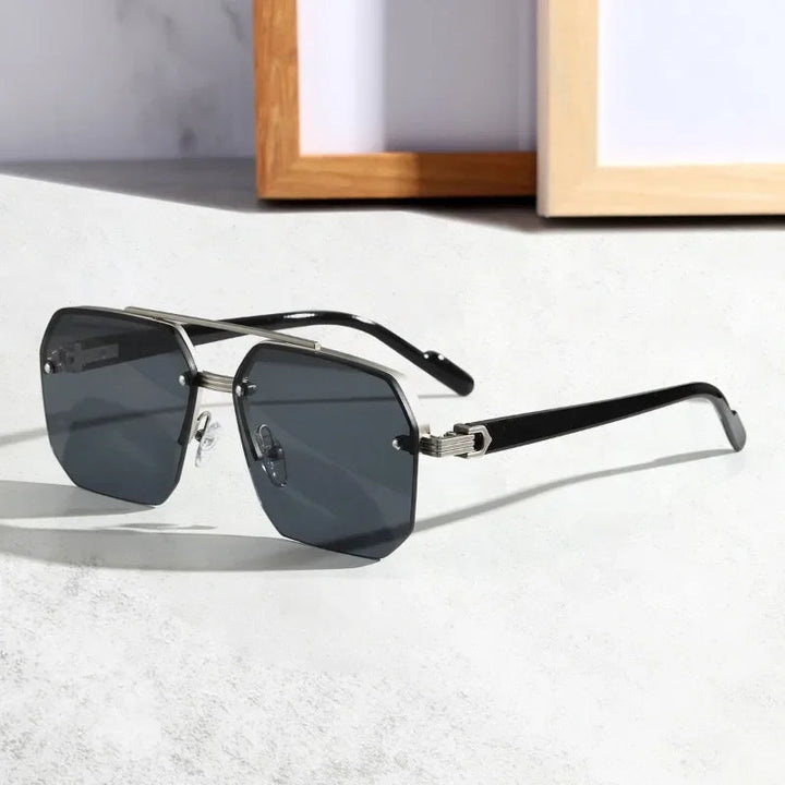 Lightweight men’s geometric sunglasses – minimalist design, plastic, for everyday use