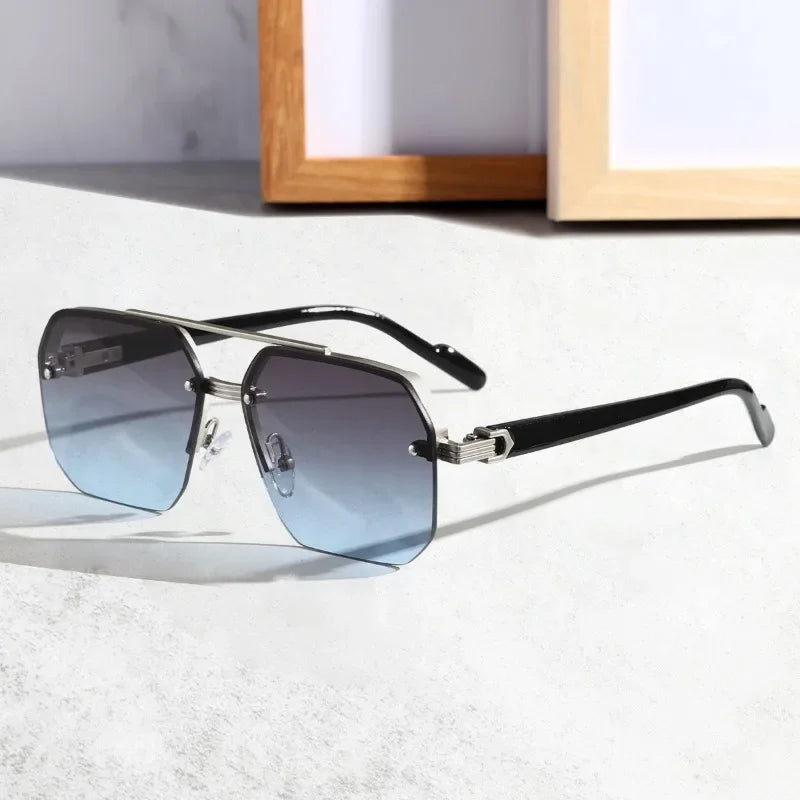 Lightweight men’s geometric sunglasses – minimalist design, plastic, for everyday use