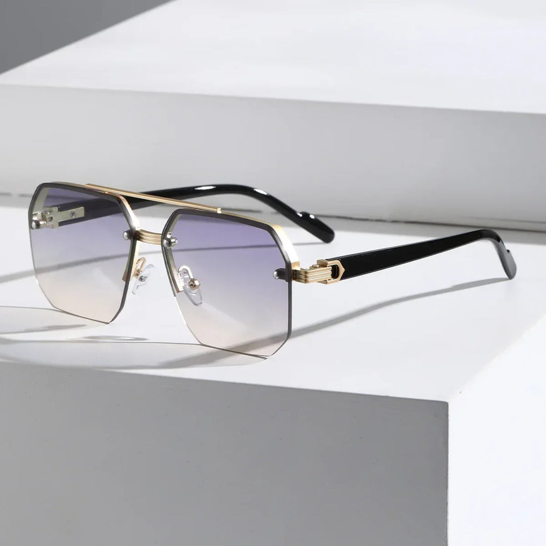 Lightweight men’s geometric sunglasses – minimalist design, plastic, for everyday use