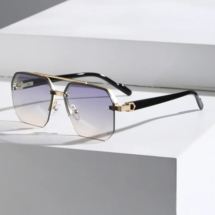 Lightweight men’s geometric sunglasses – minimalist design, plastic, for everyday use