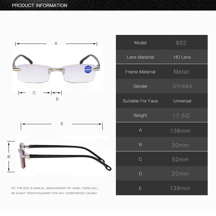 Lightweight unisex multifocal reading glasses – seamless transition, TR90 and titanium, for daily use and screen work