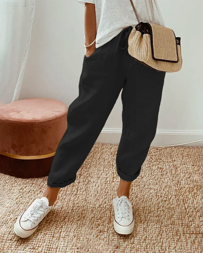 Lightweight women’s linen trousers – casual fit, breathable fabric, for everyday wear