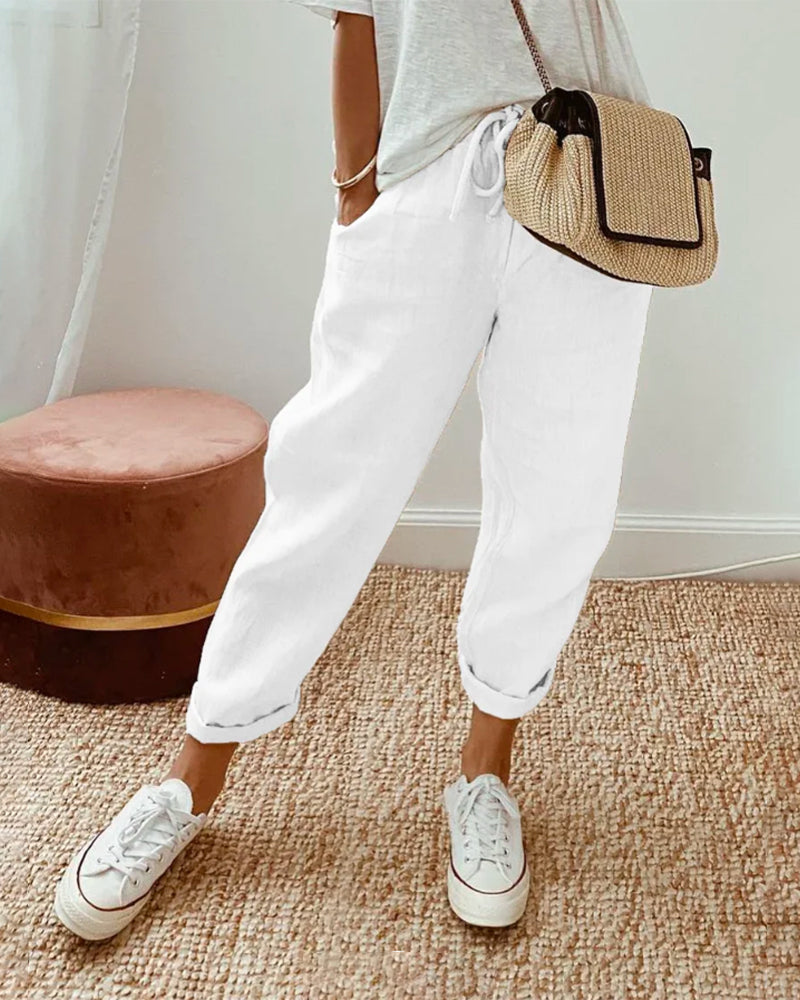 Lightweight women’s linen trousers – casual fit, breathable fabric, for everyday wear