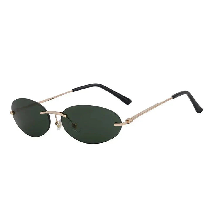 Lightweight unisex oval sunglasses – rimless design, high-quality plastic, for beach and city