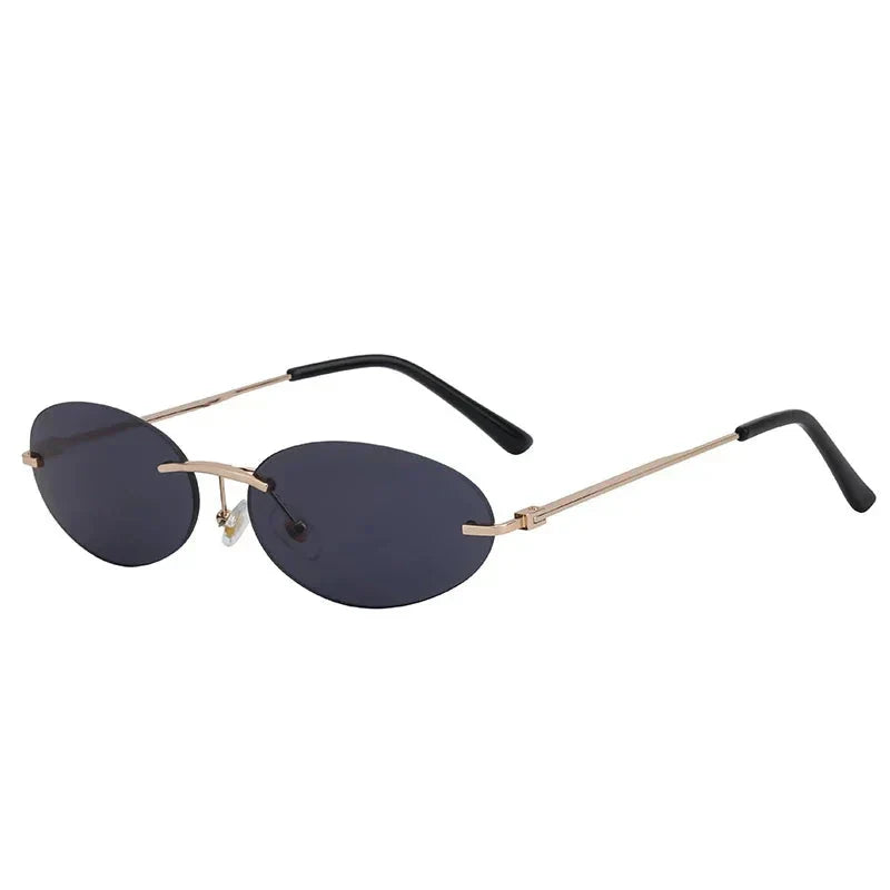 Lightweight unisex oval sunglasses – rimless design, high-quality plastic, for beach and city