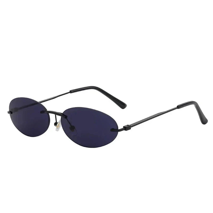 Lightweight unisex oval sunglasses – rimless design, high-quality plastic, for beach and city