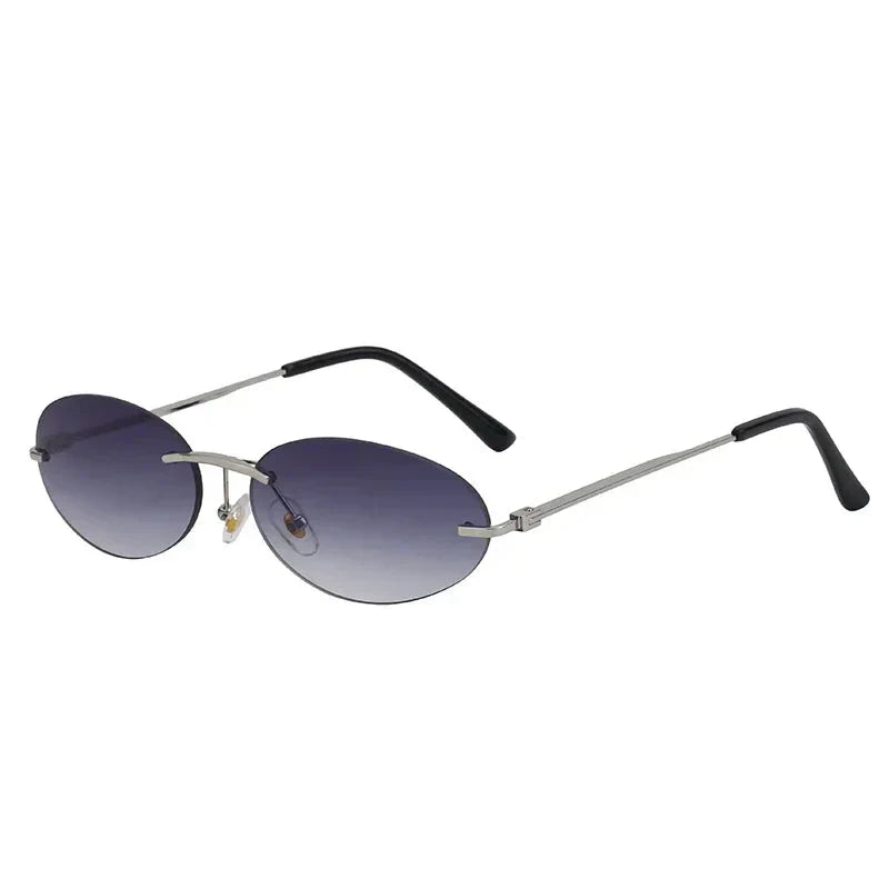 Lightweight unisex oval sunglasses – rimless design, high-quality plastic, for beach and city