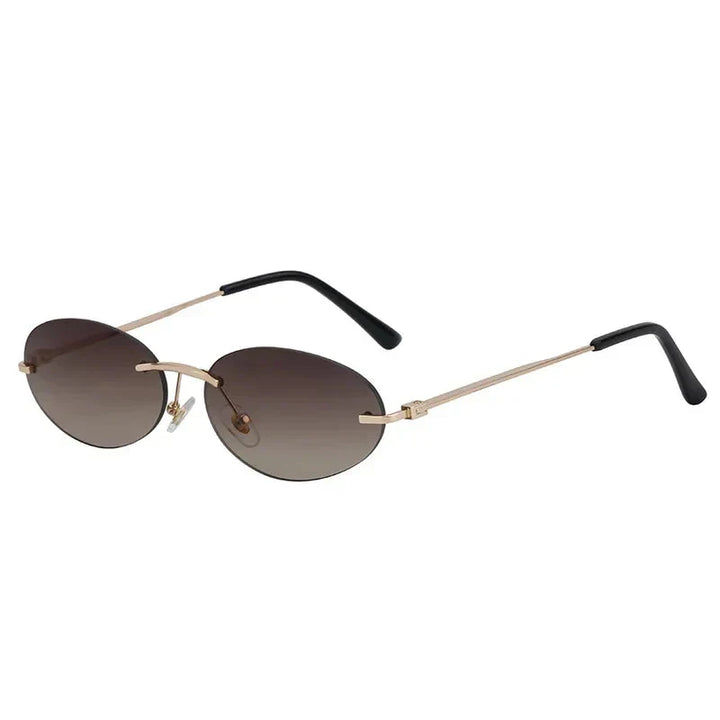 Lightweight unisex oval sunglasses – rimless design, high-quality plastic, for beach and city