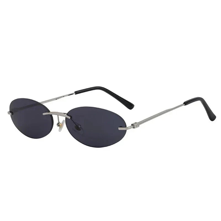 Lightweight unisex oval sunglasses – rimless design, high-quality plastic, for beach and city